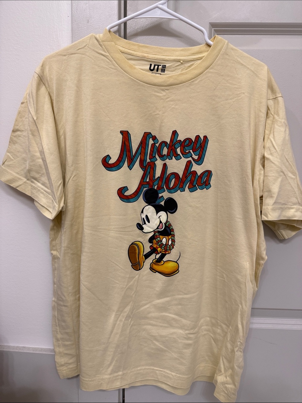Disney Mickey Aloha Short Sleeve Tee - Cream with Red, Blue, Yellow Accents